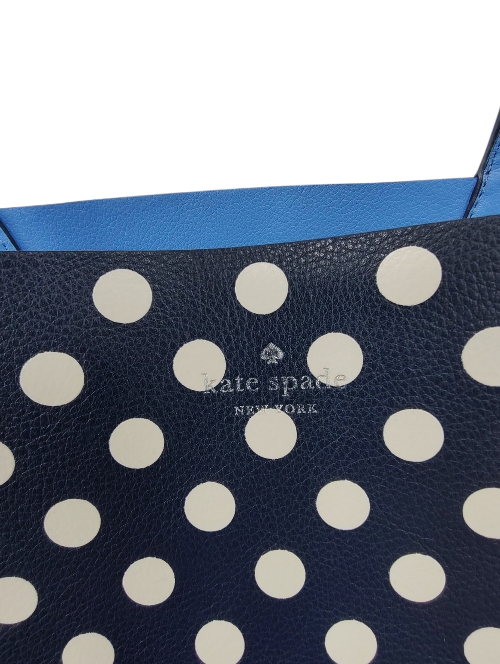 kate spade Navy and White Polka Dot Tote with Blue Interior - Picture 5 of 8